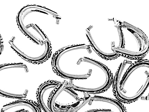 Pre-Owned Antiqued Silver Tone Spiral Pinch Bail Set of 20