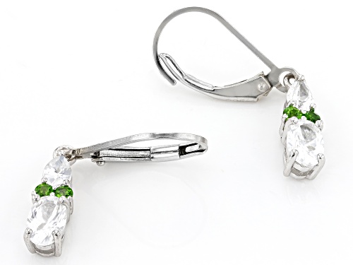 Pre-Owned 1.61ctw Mixed Shapes White Zircon With .14ctw Chrome Diopside Rhodium Over Silver Dangle E
