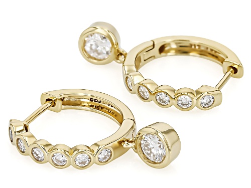 Pre-Owned MOISSANITE FIRE® 1.72CTW DEW  ROUND 14K YELLOW GOLD OVER SILVER EARRINGS