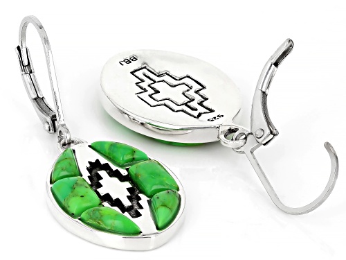 Pre-Owned Southwest Style by JTV™ Green Turquoise Sterling Silver Earrings