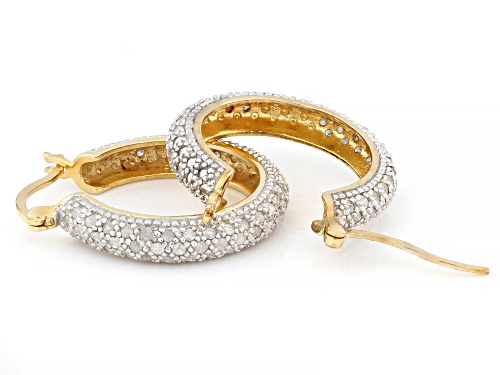 Pre-Owned 1.00ctw Round White Diamond 14k Yellow Gold Over Sterling Silver Hoop Earrings