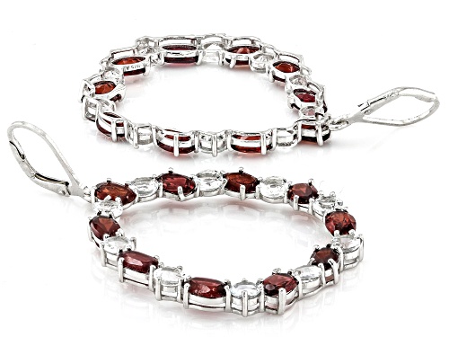 Pre-Owned 9.75ctw Vermelho Garnet™ with 5.40ctw White Topaz Rhodium Over Sterling Silver Earrings