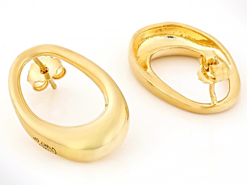 Pre-Owned 18k Yellow Gold Over Bronze Oval Earrings