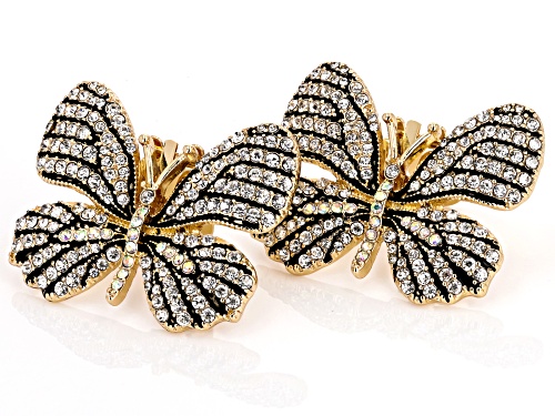 Pre-Owned Off Park® Collection, Crystal Gold Tone Butterfly Set of 2 Shoe Clips