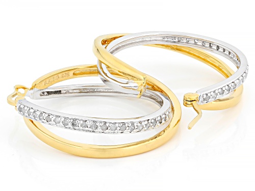 Pre-Owned 0.50ctw Round White Diamond Rhodium And 14k Yellow Gold Over Sterling Silver Hoop Earrings
