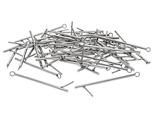 Pre-Owned Stainless Steel 38mm Long Bar Earrings with Attached Jump Rings and Earring Backs