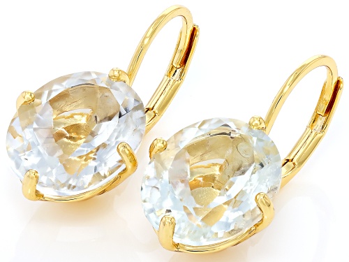Pre-Owned 6.92ctw Prasiolite 18k Yellow Gold Over Brass Earrings