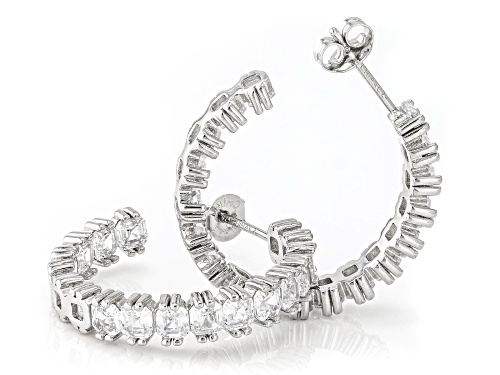 Pre-Owned Bella Luce® 9.82ctw White Diamond Simulant Rhodium Over Sterling Asscher Cut Hoops (4.27ct