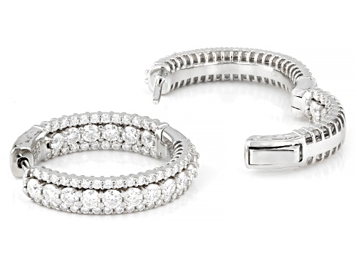 Pre-Owned MOISSANITE FIRE® 3.48CTW DEW ROUND BRILLIANT PLATINEVE® INSIDE OUT HOOP EARRINGS