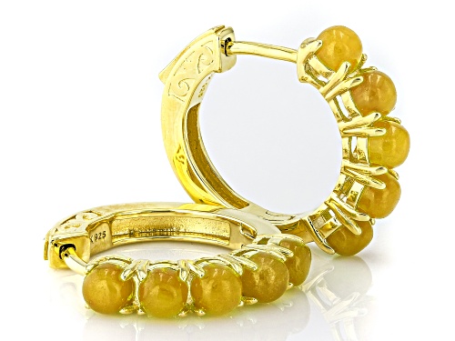 Pre-Owned 4mm Yellow Jadeite 18k Yellow Gold Over Sterling Silver Earrings