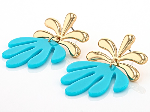 Pre-Owned Paula Deen Jewelry™ Blue Resin Gold Tone Earrings