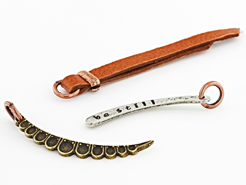 Pre-Owned Vintaj Focal Set of 3 in Antiqued Silver, Gold, and Copper Tones Designed by Jess Lincoln