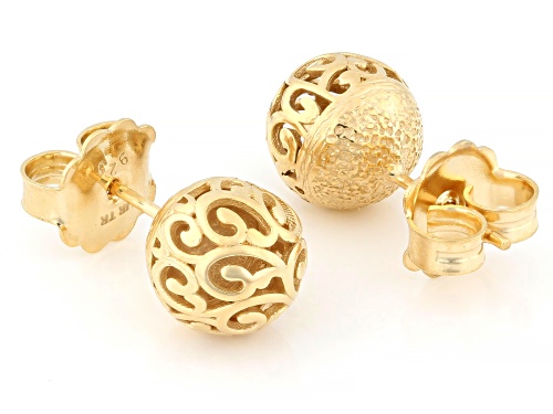 Pre-Owned Artisan Collection of Turkey™ 18K Gold Over Sterling Silver Filigree Stud Earrings