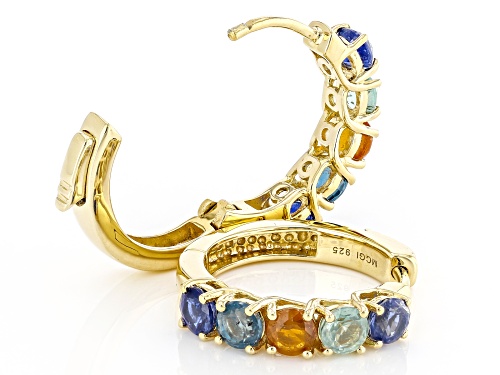 Pre-Owned 2.94ctw Round Multi Color Kyanite 18k Yellow Gold Over Sterling Silver Earrings
