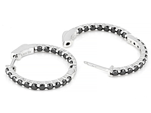 Pre-Owned 1.25ctw Black Diamond Rhodium Over Sterling Silver Hoop Earrings