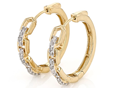 Pre-Owned Engild™ 0.33ctw Round White Diamond 14k Yellow Gold Over Sterling Silver Hoop Earrings