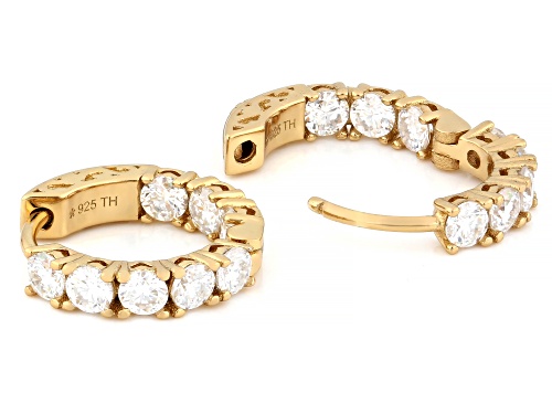 Pre-Owned MOISSANITE FIRE® 1.60CTW DEW ROUND 14K YELLOW GOLD OVER SILVER INSIDE OUT HOOP EARRINGS