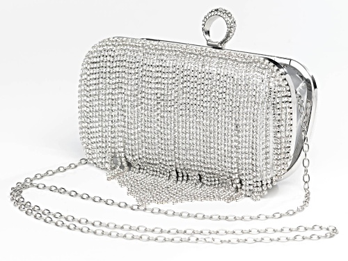 Pre-Owned Off Park® Collection White Acrylic Silver Tone Tassel Clutch