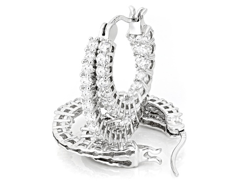 Pre-Owned MOISSANITE FIRE® 2.28CTW DEW ROUND  PLATINEVE® HOOP EARRINGS