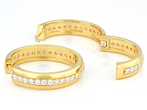 Pre-Owned MOISSANITE FIRE® 1.86CTW DEW ROUND BRILLIANT 14K YELLOW GOLD OVER SILVER  HOOP EARRINGS