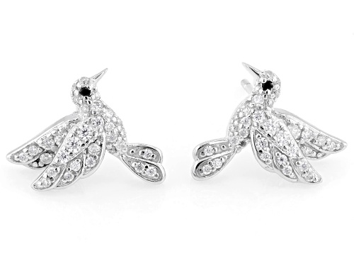 Pre-Owned MOISSANITE FIRE® 0.33CTW DEW AND BLACK SPINEL PLATINEVE® HUMMING BIRD EARRINGS