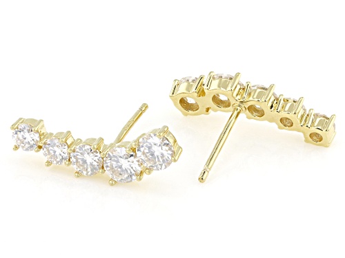 Pre-Owned MOISSANITE FIRE® 1.64CTW DEW ROUND BRILLIANT 14K YELLOW GOLD OVER SILVER EARRINGS