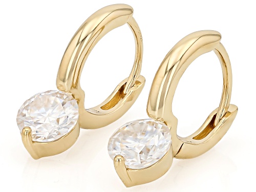 Pre-Owned MOISSANITE FIRE® 2.00CTW DEW ROUND BRILLIANT 14K YELLOW GOLD OVER SILVER EARRINGS