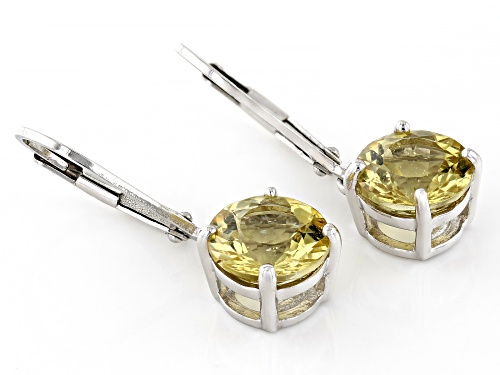 Pre-Owned 3.00ctw Round Yellow Apatite Rhodium Over Sterling Silver Earrings