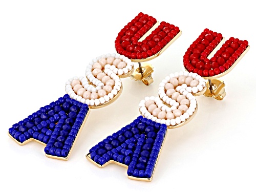 Pre-Owned Off Park® Collection Red, White & Blue Acrylic Bead  Gold Tone 