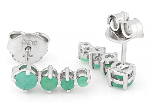 Pre-Owned 0.69ctw Emerald Rhodium Over Sterling Silver Earrings
