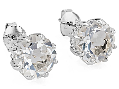 Pre-Owned 4.77ctw Custom Liberty Cut White Crystal Quartz Rhodium Over Sterling Silver Stud Earrings