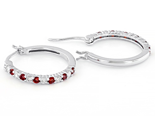 Pre-Owned Prazana® Lab-Grown Diamonds 0.85ctw Lab Created Ruby & White Diamond Rhodium Over Silver E