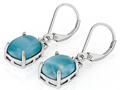 Pre-Owned 10x8mm Rectangular Cushion Larimar Sterling Silver Dangle Earrings