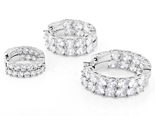 Pre-Owned Bella Luce® 34.36ctw White Diamond Simulant Rhodium Over Brass Hoop Earring Set of 3