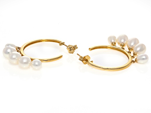 Pre-Owned 4.5-6mm White Cultured Freshwater Pearl 14k Yellow Gold Earrings