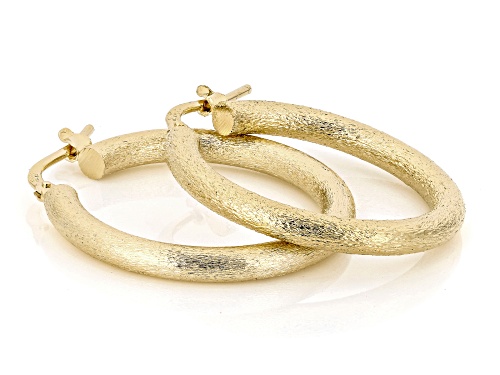Pre-Owned Moda Al Massimo® 18k Yellow Gold Over Bronze Satin Hoop Earrings