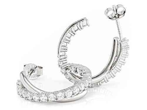 Pre-Owned Bella Luce® 1.68ctw White Diamond Simulant Rhodium Over Sterling Silver Hoops (1.05ctw DEW