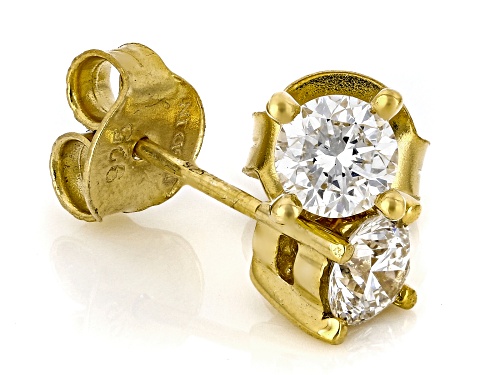 Pre-Owned Prazana® Lab-Grown Diamonds 1.00ctw Diamond 14K Gold Over Silver Solitaire Stud Earrings F