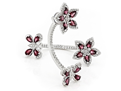 Pre-Owned 3.86ctw Rhodolite With 1.36ctw White Zircon Rhodium Over Sterling Silver Interchangeable E