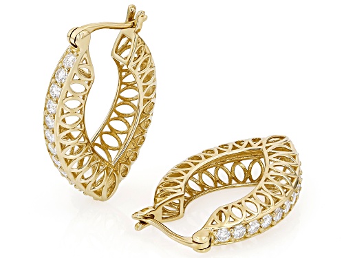Pre-Owned Moissanite Fire® 0.72ctw DEW 14k Yellow Gold Over Sterling Silver Earrings
