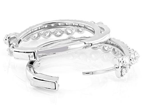 Pre-Owned Prazana® Lab-Grown Diamonds 2.00ctw White Diamond Rhodium Over Sterling Silver Hoop Earrin