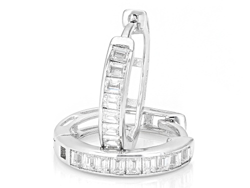 Pre-Owned MOISSANITE FIRE® 0.54CTW DEW BAGUETTE  PLATINEVE® HOOP EARRINGS
