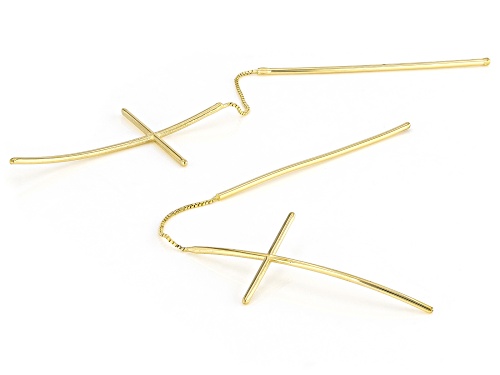 Pre-Owned 10k Yellow Gold Threader Cross Earrings