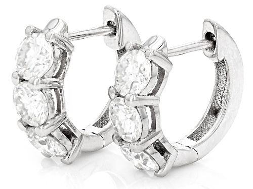 Pre-Owned MOISSANITE FIRE® 1.50CTW DEW ROUND BRILLIANT PLATINEVE® HOOP EARRINGS