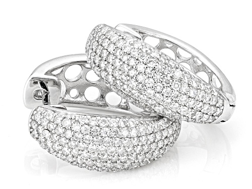 Pre-Owned MOISSANITE FIRE® 2.44CTW DEW ROUND BRILLIANT PLATINEVE® HOOP EARRINGS