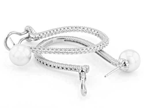 Pre-Owned Judith Ripka White Pearl Simulant with 2.06ctw Bella Luce® Rhodium Over Silver Colette Ear
