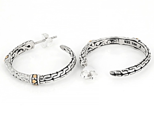 Pre-Owned Artisan Collection of Bali™ Sterling Silver & 18K Gold Hammered & Patterned Earrings