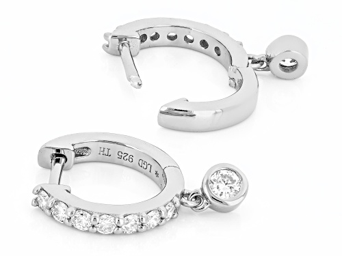 Pre-Owned Prazana® Lab-Grown Diamonds 0.60ctw White Diamond Platinum Over Silver Huggie Earrings, H