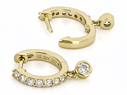 Pre-Owned Prazana® Lab-Grown Diamonds 0.60ctw White Diamond 14K Yellow Gold Over Silver Huggie Earri