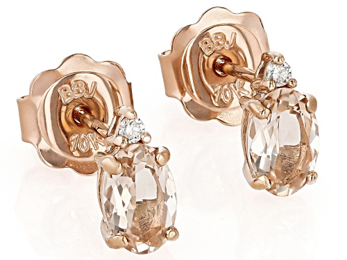 Pre-Owned 0.59ct Oval Cor-De-Rosa Morganite™  With 0.03ctw Lab Grown Diamond 10k Rose Gold Stud Earr